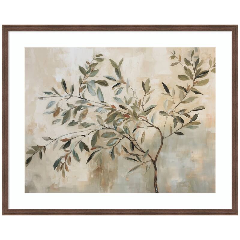 Kate and Laurel Olive Tree Abstract No. 31 by The Creative Bunch Studio Framed Wall Art Print - 42 x 34 - Natural