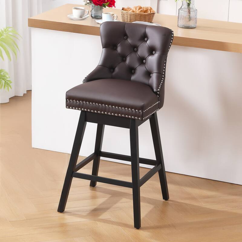 26"/29" Faux Leather Swivel Counter and Bar Height Stools (Set of 1/2/3/4)
