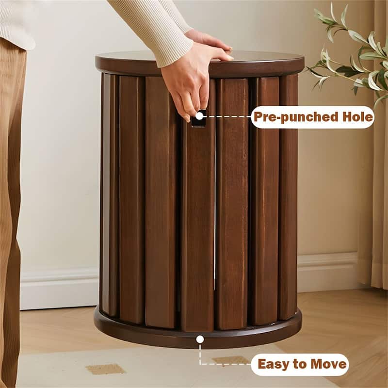 4 Packs Walnut Stools Spac-saving Design, 4-in-1 Solid Wood Stool Side Table
