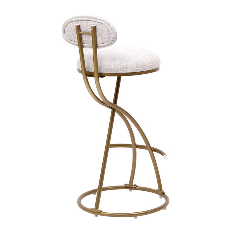 Bar Stools Set of 2,S-shaped Gold Barstools with Backrest Floral Print