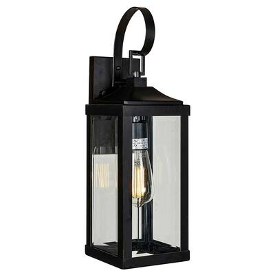 1 Outdoor Wall Lantern in matte black finish - 19.4"H x 6"W x 7"D