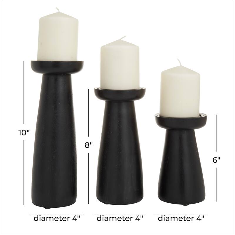 CosmoLiving by Cosmopolitan Wood Modern Candle Holder Set of 3 - S/3 10", 8", 6"H