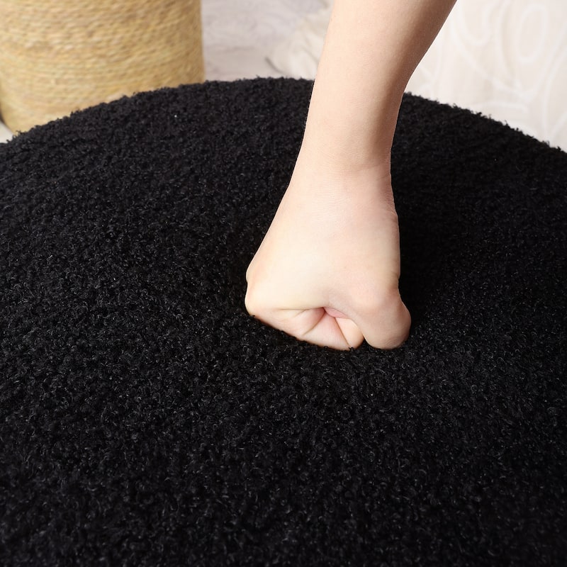 Adeco Teddy Round Upholstered Ottoman Stool