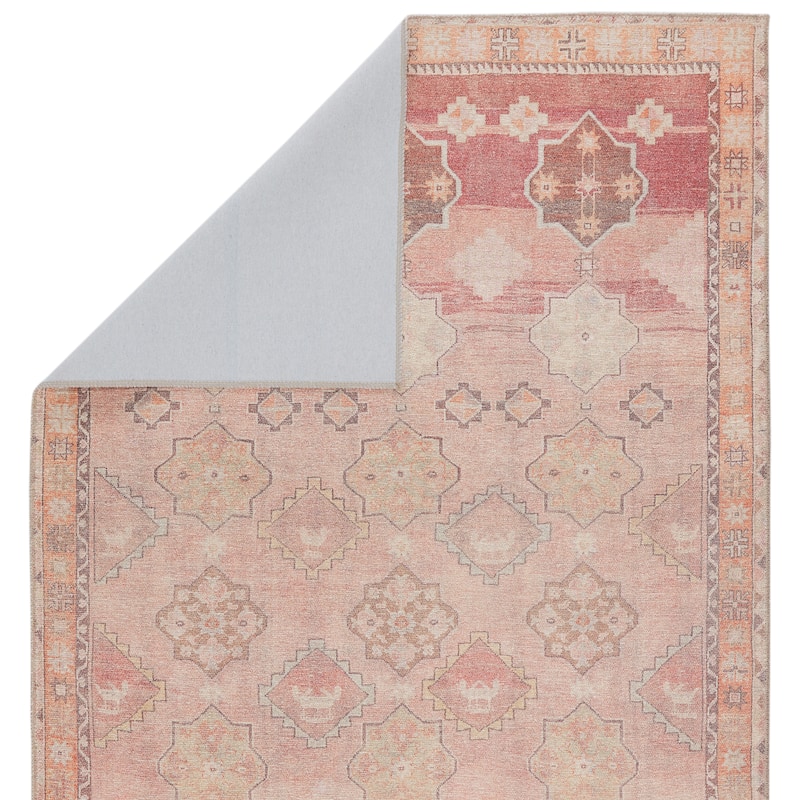 Bijou Machine Washable Medallion Pink/ Orange Area Rug