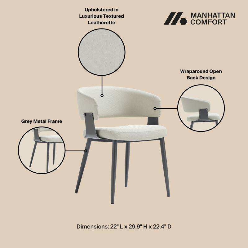 Manhattan Comfort Luce Stone Grey Textured Leatherette Dining Chair