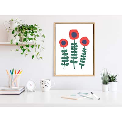 Kate and Laurel Sylvie Red Flowers Framed Canvas by Myriam Van Neste