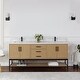 preview thumbnail 109 of 147, Altair Wildy Bathroom Vanity with White Composite Stone Top without Mirror 72 inch. - Washed Oak + Matte Black Hardware