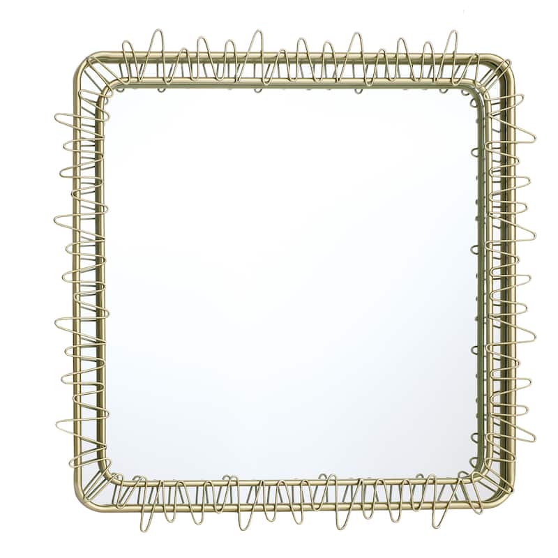 Gold Metal Frame 30.2-In Square Accent Wall Mirror, Bathroom Wall Mirror - 30.23" H x 30.23" W x 0.98" D