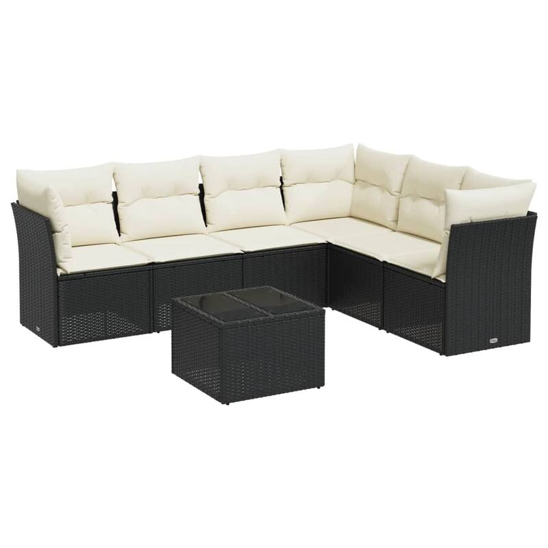 vidaXL Garden Sofa Set Black, Cream White - 24.4 x 24.4 x 27.2