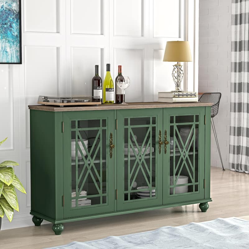 55" Vintage Style Kitchen Accent Buffet Sideboard Cabinet - 55" in Width