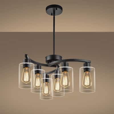 6 Light modern pendant light black farmhouse light metal hanging light