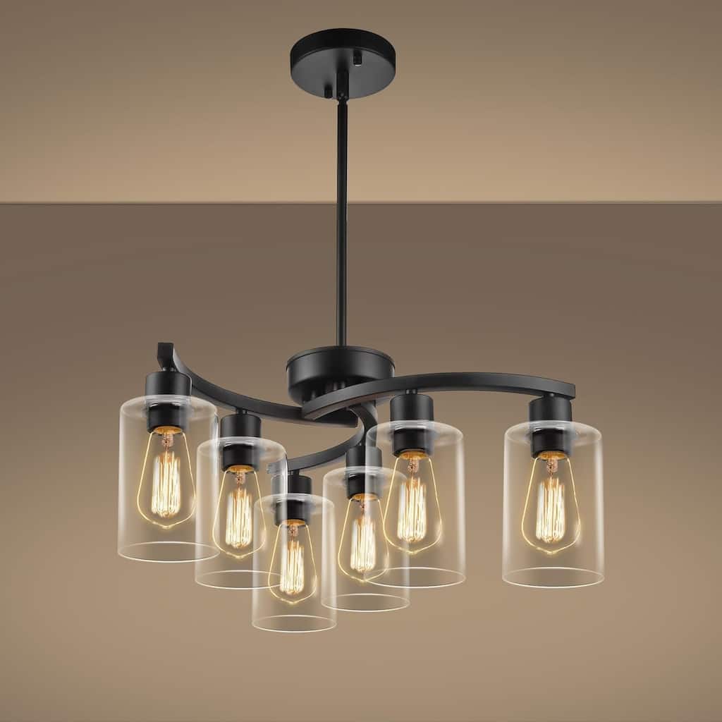 6 Light modern pendant light black farmhouse light metal hanging light
