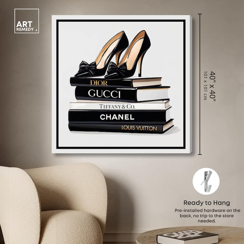 Ink Books and Heels Canvas by Art Remedy, Gallery Wrapped