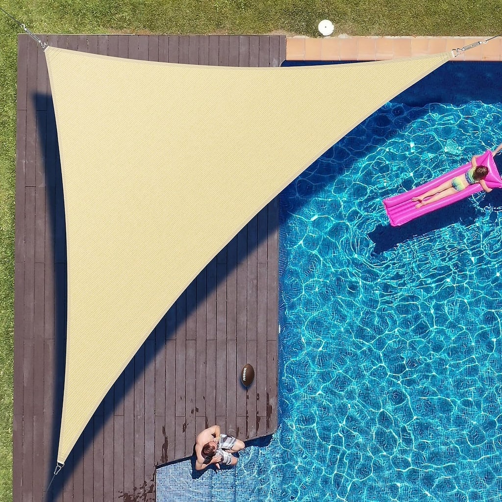 Triangle Sun Shade Sail Canopy 11.8ft Beige Outdoor Awning UPF50+ UV Protection Temperature Reduction