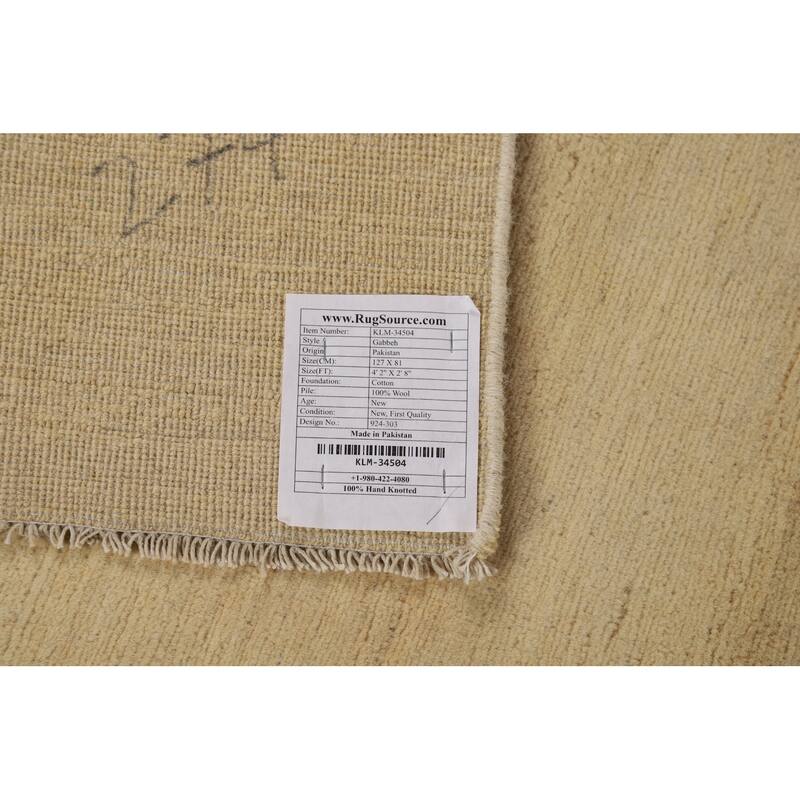 Gabbeh Modern Foyer Rug Hand-Knotted Wool Carpet - 2'8"x 4'2"