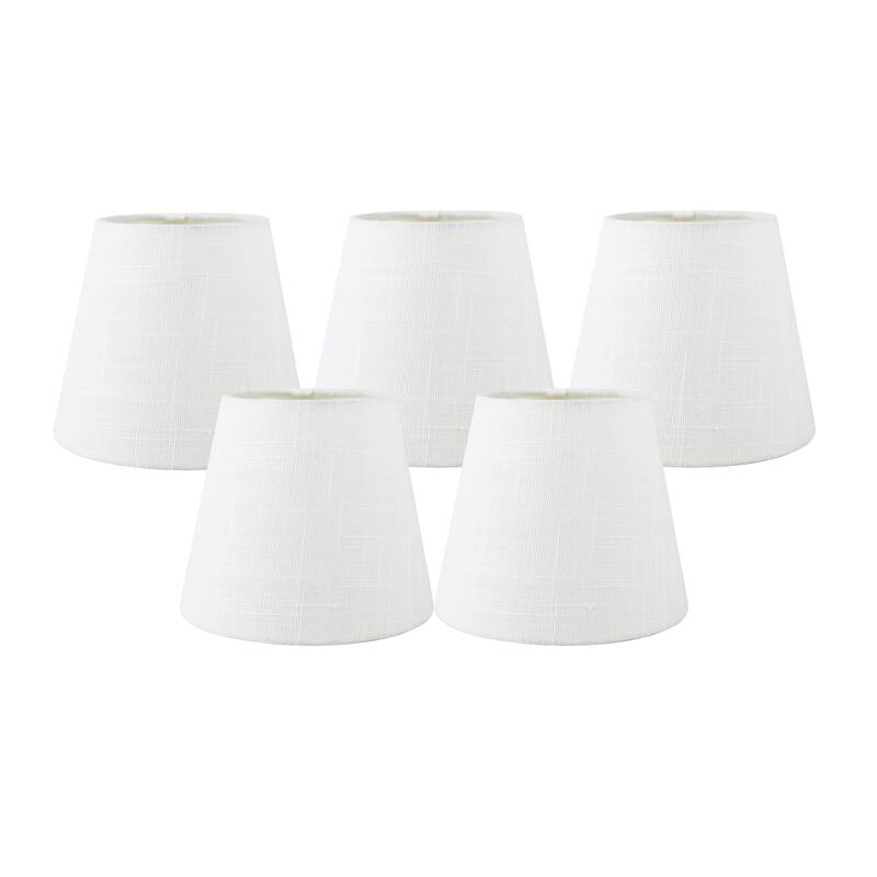 Meriville Linen Clip On Chandelier Lamp Shades, 4-inch by 6-inch by 5-inch - Set of 5 - Off-White