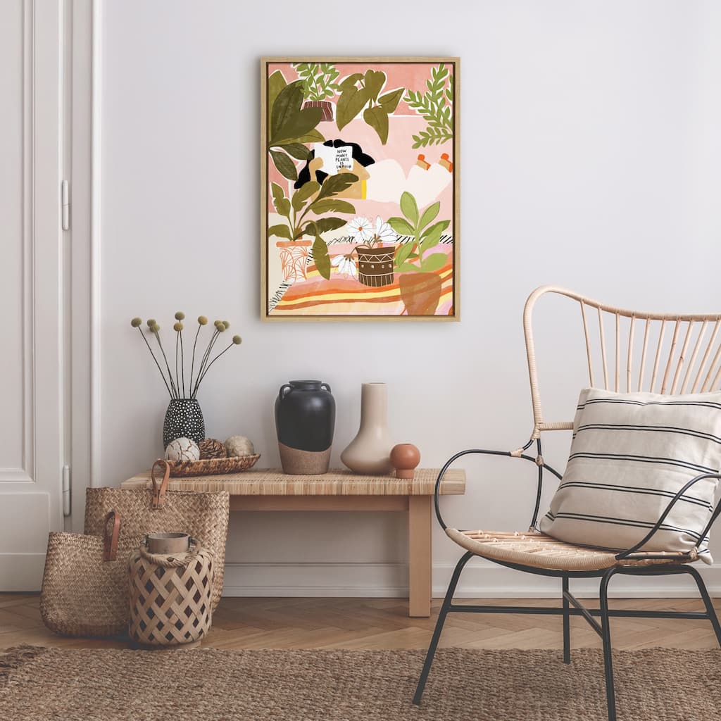 Kate and Laurel Sylvie Never Enough Plants Framed Canvas by Alja Horvat