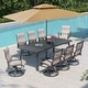 preview thumbnail 31 of 31, Pellebant Outdoor Aluminum Dining Table with Umbrella Hole for 6-8 Person