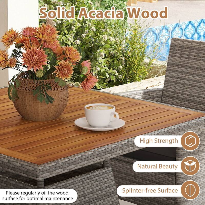 Costway 5 Pieces PE Wicker Patio Dining Set with Cushions and 1.97" - See Details