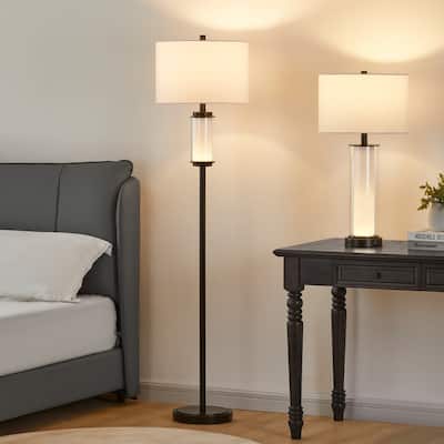 KAWOTI 62.5" inch Modern Floor Lamp with Column Night Light - H62.5"