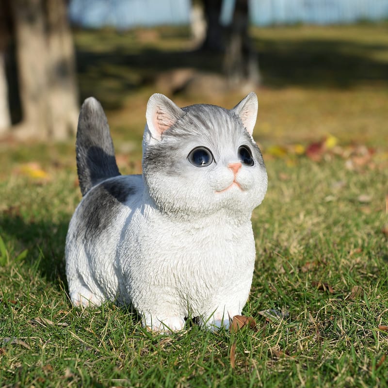 Sitting Cat Kitten Outdoor Garden Statue - 8"