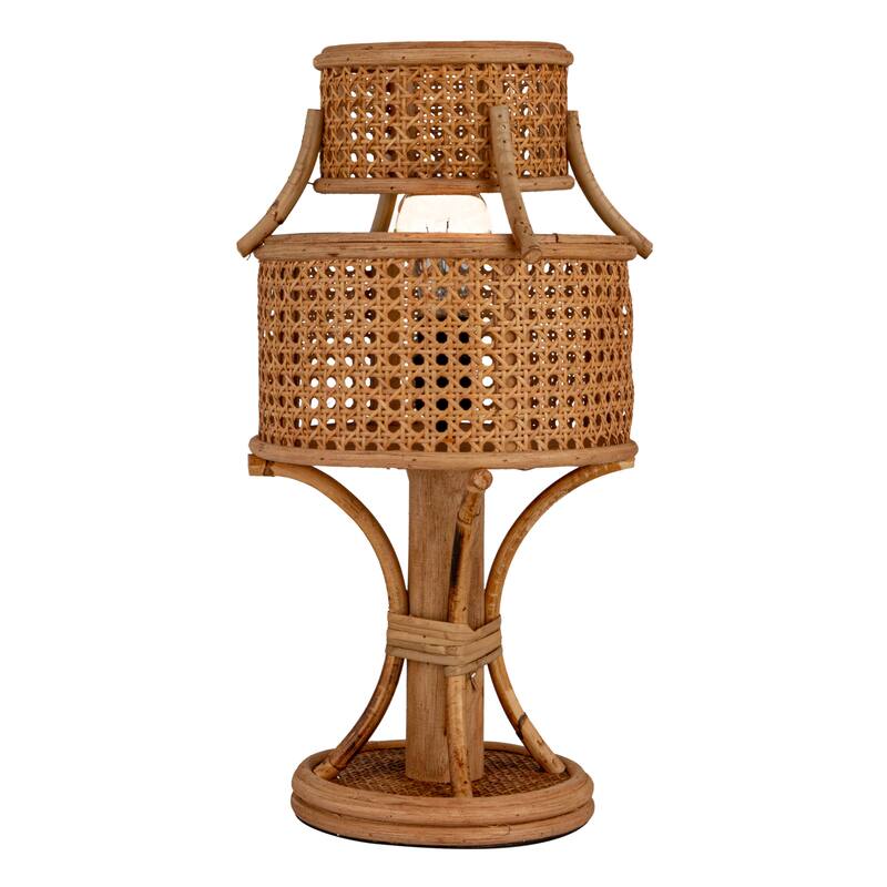 Rattan Vintage Reproduction Table Lamp, Set of 2