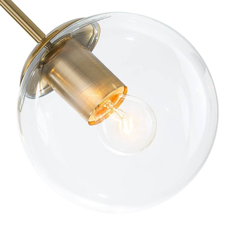 3-Light Brushed Brass Glass Globe Sputnik Semi Flush Mount