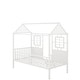 preview thumbnail 9 of 7, White Playhouse Design Metal Low Loft House Bed with Roof