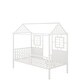 preview thumbnail 9 of 7, White Playhouse Inspired Metal Low Loft Bed with Roof and Front Windows - Twin Size