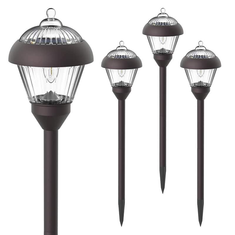 Solar Powered Bronze LED Metal Pathway Light, Waterproof for Patio, Garden - 4 Pack - 4 Pack - Bronze