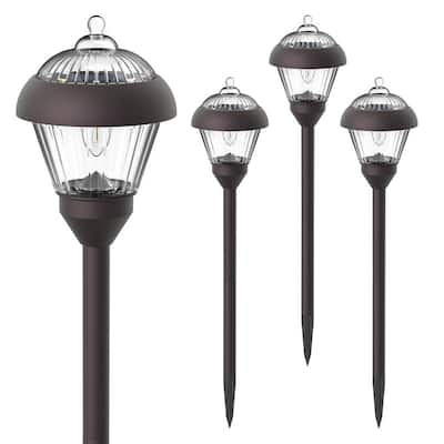 Solar Powered Bronze LED Metal Pathway Light, Waterproof for Patio, Garden - 4 Pack