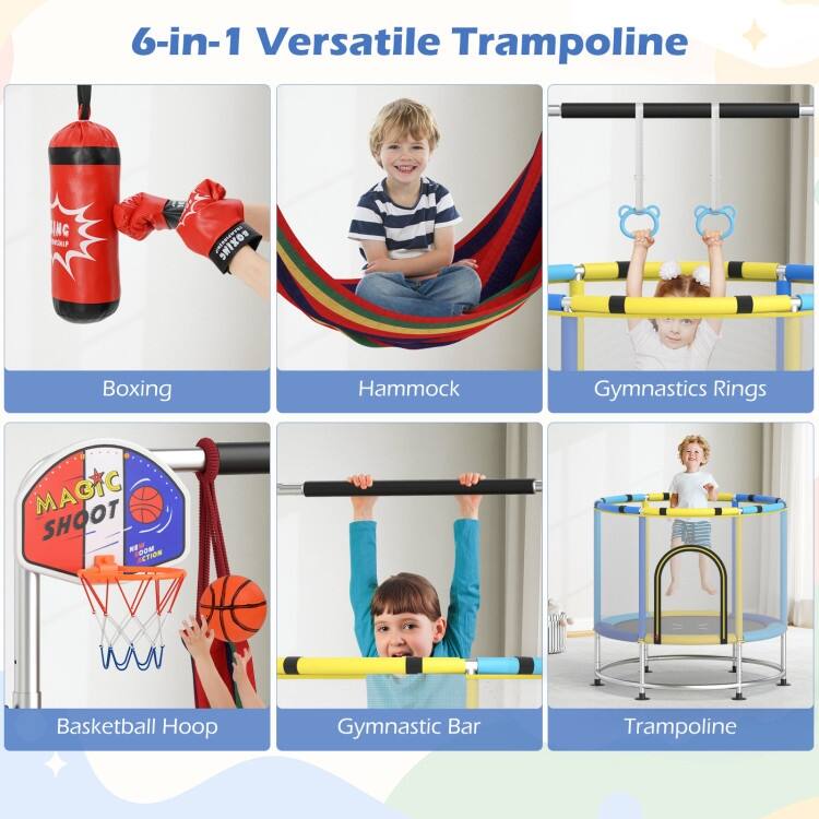 55" Kids Trampoline Gift for for 3-6 Years Old Boys and Girls-Green