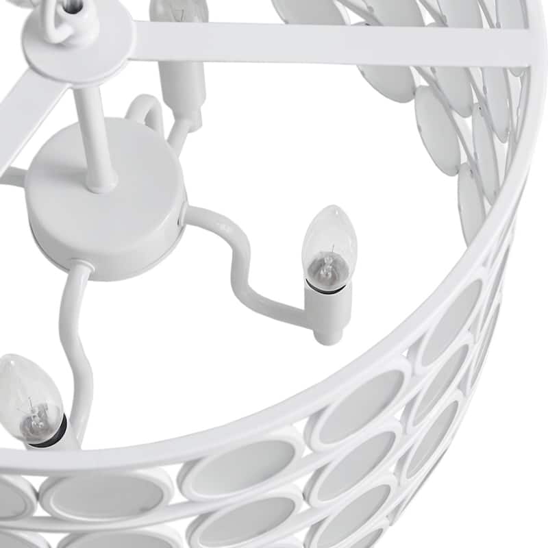 4-Light Glass Drum Shade Chandelier for living room,bedroom,and dining room