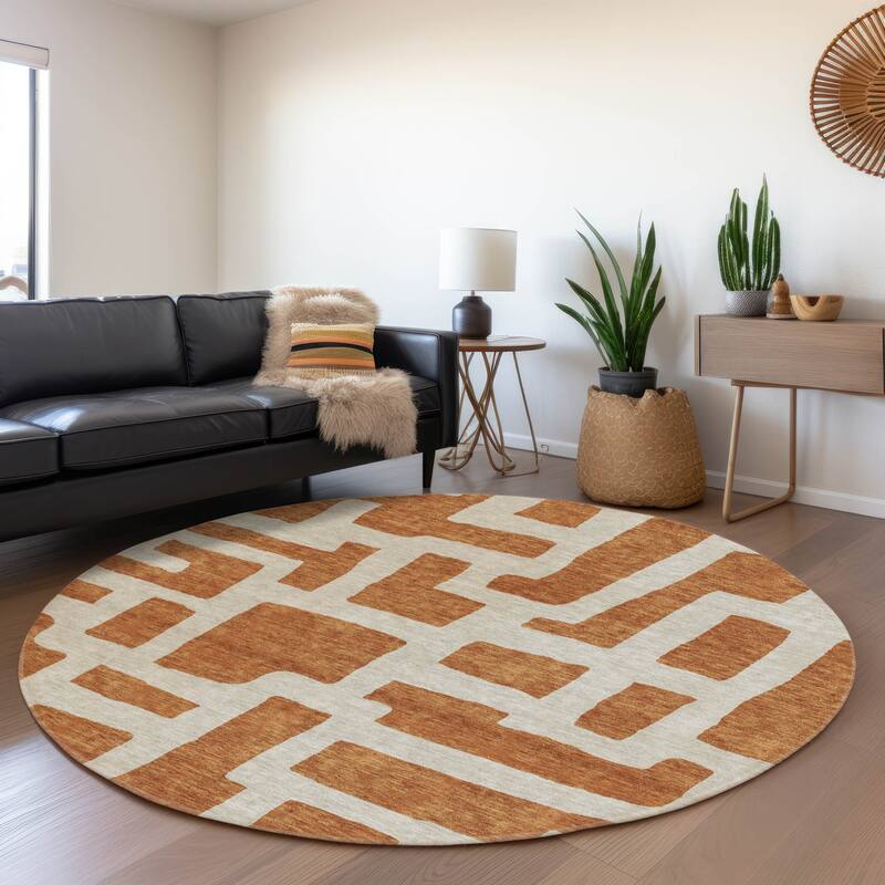 Machine Washable Indoor/ Outdoor Chantille Geo Contemporary Rug