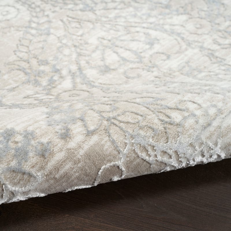 Nourison Iliana Indoor only Grey Damask Area Rug