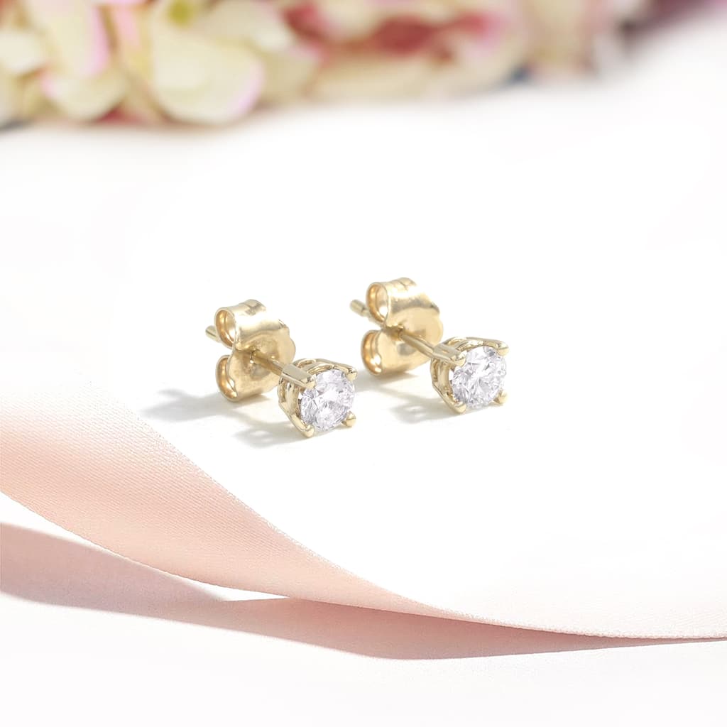 1/3ct TDW Lab-grown Diamond Solitaire Stud Earrings in 10k Gold for Women