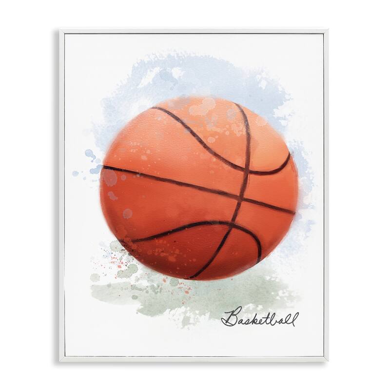 Stupell Soft Pastel Basketball Framed Giclee Art Design By Matthew Piotrowicz - 24 x 30 - White