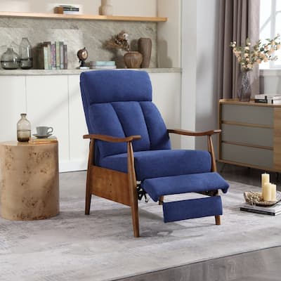 HOMEFUN Linen/Leather/Microsuede Upholstered Wood Frame Adjustable Recliner Lounge Armchair