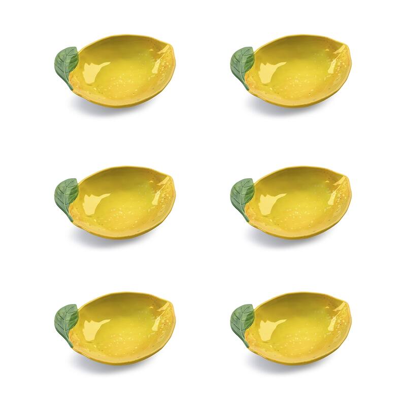 Abode Homewares by TarHong Lemon Fresh Figural Bowl, 8" x 2"/ 16 oz. Set of 6 - 6 Piece