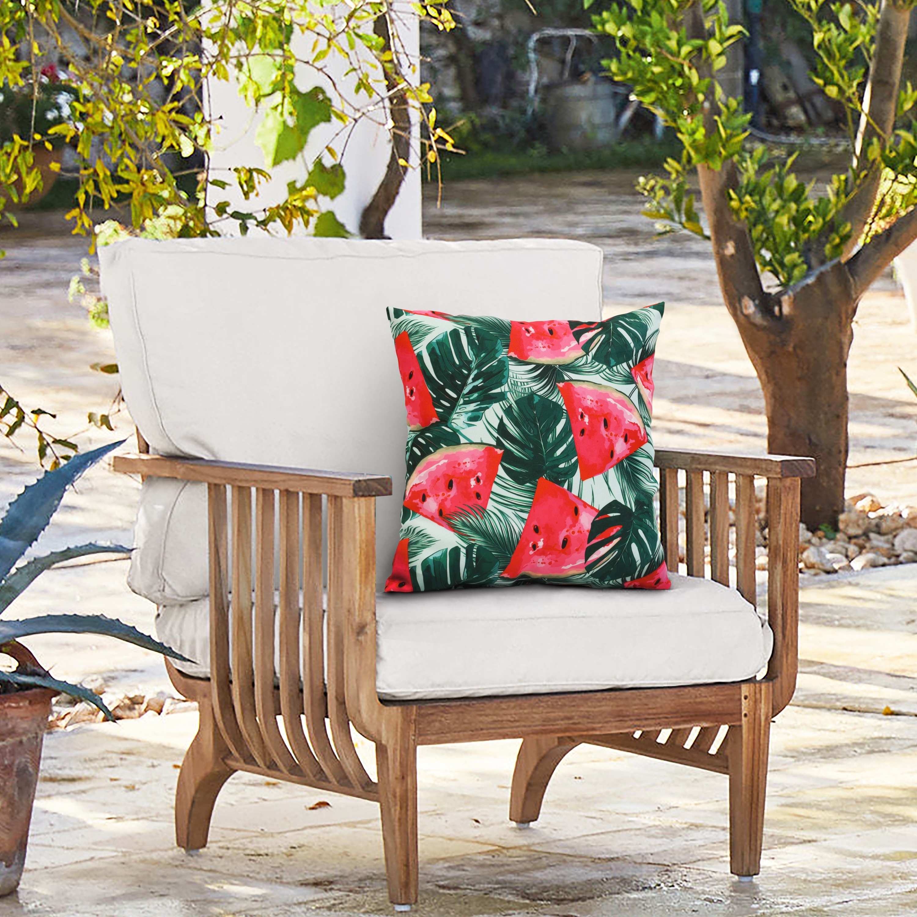 Summer Fun Watermelons Outdoor Decorative Pillow 16 x 16 in Multi 16
