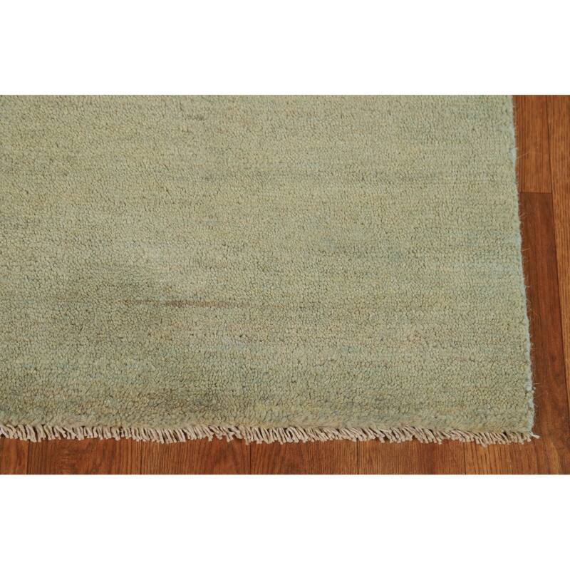 Green Modern Gabbeh Oriental Foyer Rug Hand-Knotted Wool Carpet - 2'7"x 4'1"