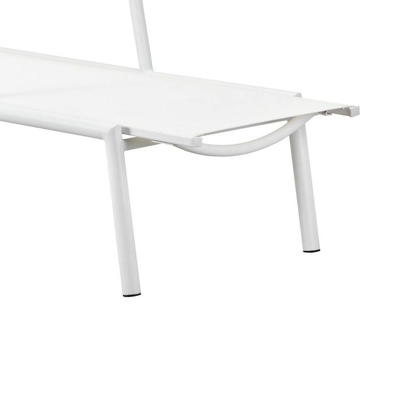 Shia 79 Inch Chaise Lounger, White Aluminum, Adjustable Back, Set of 2