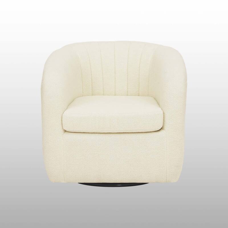 Teamson home - Monroe faux shearing 28.75" Swivel Tub Chair, Ivory - 28"L x 29.5"W x 28.75"H
