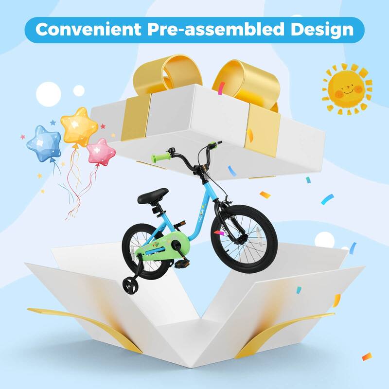 Costway 12-Inch Kids Bicycle with Adjustable Seat Front Handbrake & - See Details