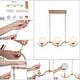 preview thumbnail 9 of 8, Mid-Century Modern 3-Light Gold Frosted Glass Linear Chandelier for Kitchen Island - 30"W x 7.5"H