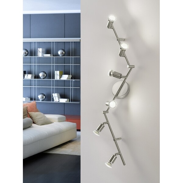 Eglo Buzz 2 6-Light Track Light in Brushed Nickel. Opens flyout.