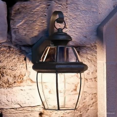 Luxury Colonial Outdoor Wall Light, 14"H x 8"W, with Tudor Style, Versatile Design, Black Silk Finish - 14" H, 8" W, 7.5" Dep