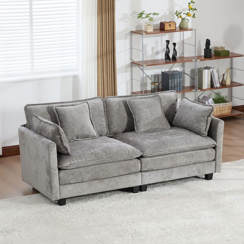 Cloud Sofa LoveSeat (Ottoman is not included), Modern Sectional Couch, Comfy Double Layer Upholstered Seat Cushion