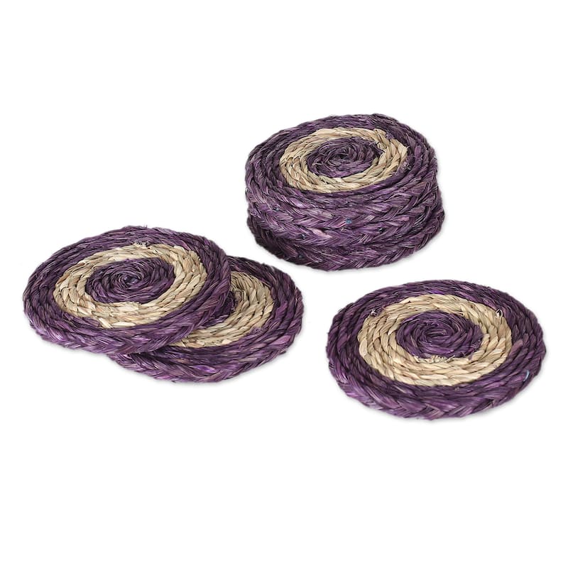 Novica Handmade Wine Aura Natural Fiber Coasters (Set Of 6)