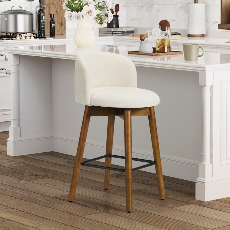 Stansberry 26 Inch Chenille Upholstered Swivel Counter Stool
